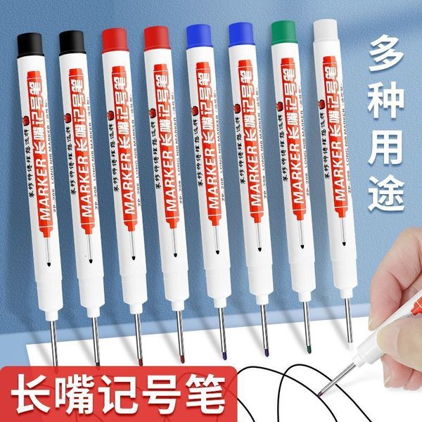 Marcadores 5 cores branco ponta longa caneta marcadora 20mm furo profundo permanente para carpinteiros construtores ferragens de construção banheiro 230629
