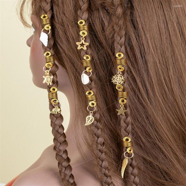 Fermagli per capelli 9 pezzi/set forcine a spirale a molla color oro per donne ragazze elefante piuma stella fascino clip trecce accessori per gioielli