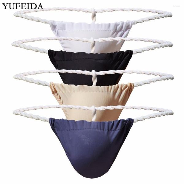 Cuecas Yufeida 4 pçs/lote roupa íntima masculina confortável sumô luta masculina cueca sexy gay cintura baixa tanga fio dental jockstrap