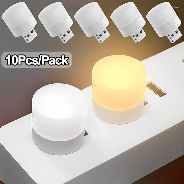 Luci notturne 10/1Pcs Mini lampade a LED portatili con spina USB Protezione degli occhi Lettura per computer Mobile Power Bank Lamp