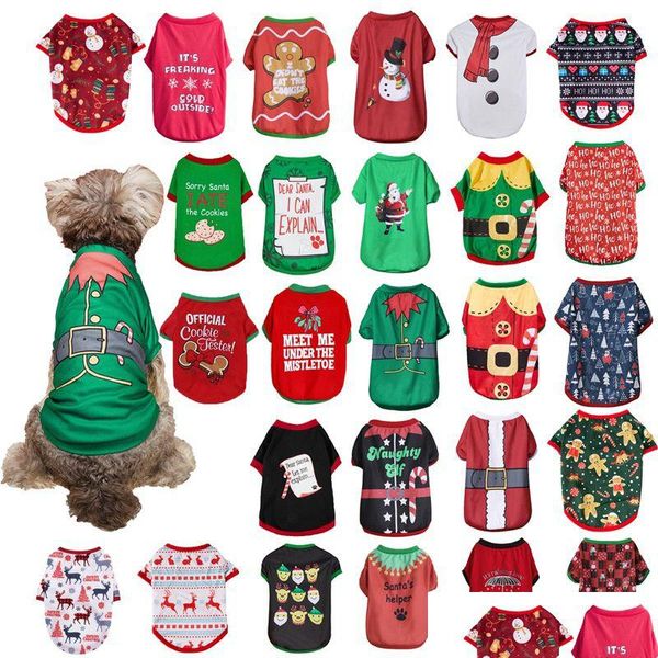 Hundebekleidung, Weihnachts-Haustier-Weste, Hemd, Welpe, Weihnachtsmann, Schneemann, Rentier, Hemden, Feiertags-Outfit, Drop-Lieferung, Hausgartenbedarf, Dhbid