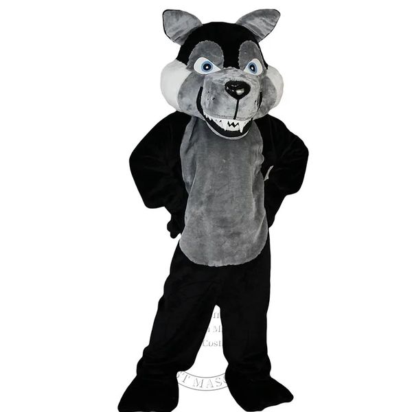 Costume della mascotte del lupo feroce nero di vendite calde Vestito operato da tema del fumetto Annuncio abbigliamento