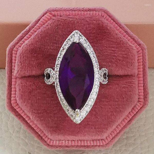 Anelli di nozze 2023 Internet Celebrity Luxury Purple Color Marquise Anello di fidanzamento per le donne Regalo di anniversario Commercio all'ingrosso di gioielli