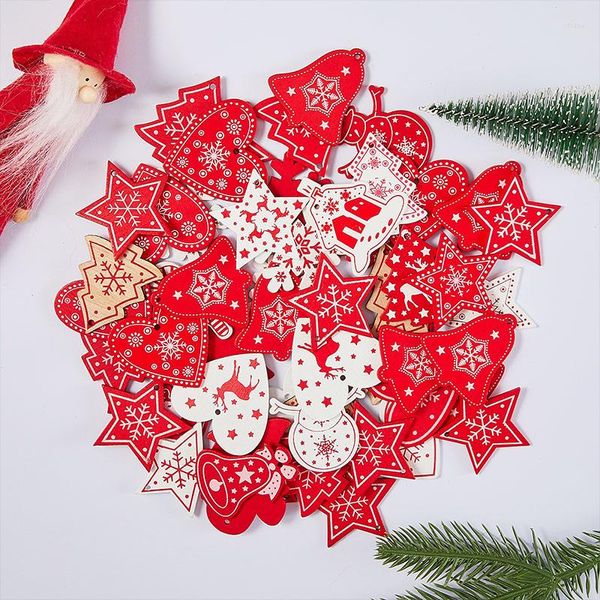 Decorações de Natal com corda 10pcs/lote 5cm Ano Ornamentos de madeira natura