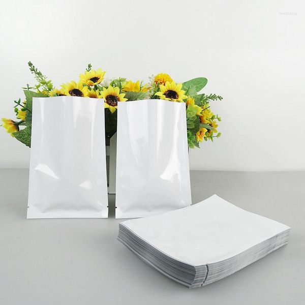 Sacos de armazenamento 10/15cm saco de folha plana de plástico 100pcs branco selo de calor alumínio para embalagem de alimentos de festa aluminização bolsa de vácuo