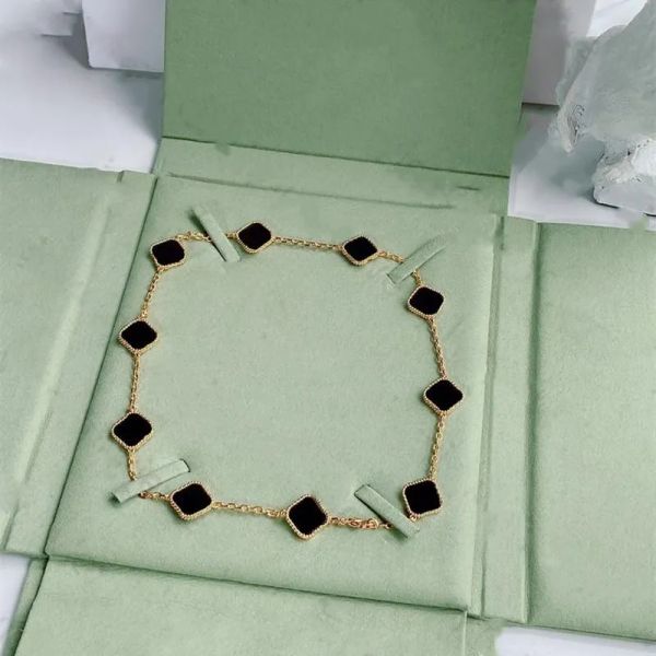 Moda elegante dieci trifogli classico braccialetto collana gioielli da donna ciondolo alta qualità Van Motifs 10 ciondoli collane etichetta ufficiale di marca per ragazze festa