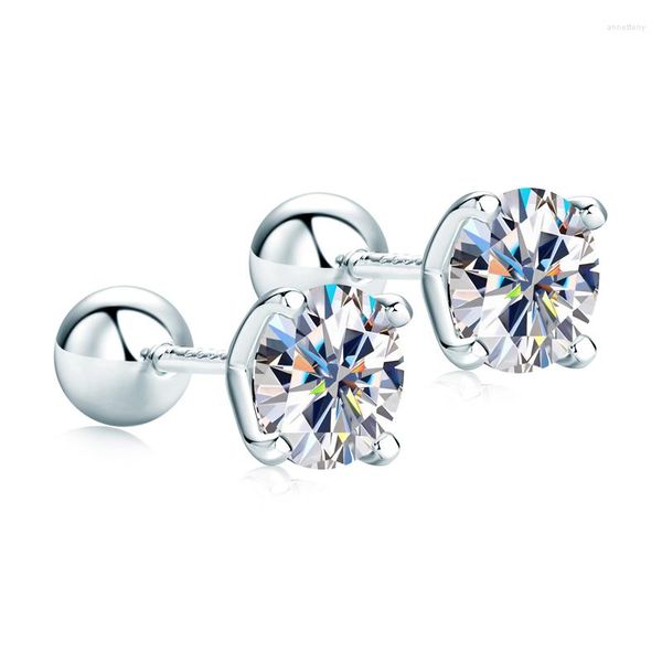 Brincos Anziw 2.0ctw D Cor Moissanite Studs Original 925 Prata Bola Parafuso Voltar Jóias Para Mulheres Homens