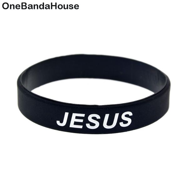 1 peça pulseira de borracha de silicone justa e amor cruz de jesus preto religioso fé presente sem gênero joias304s