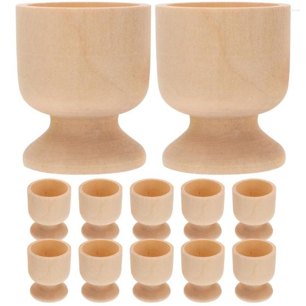 Set di stoviglie 12 pezzi Vassoio per uova di Pasqua Giocattoli in età prescolare Porta frigorifero per bambini Porta uova Ornamento in legno Contenitori creativi per bambini Frigo