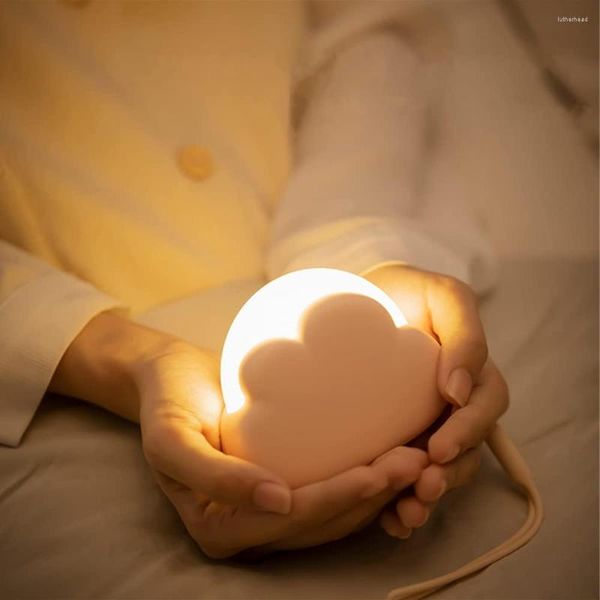 Luci notturne LED Cloud Light 4 modalità Bambini Morbido silicone 1200mAh Ricaricabile Luce notturna per bambini Lampada da comodino portatile per camera da letto