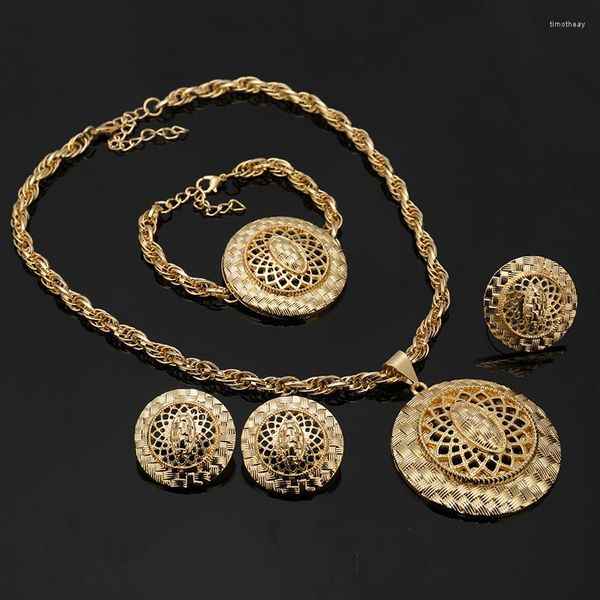 Colar brincos conjunto marroquino árabe casamento jóias de noiva mulher dubai 18k banhado a ouro pulseira anel jóias