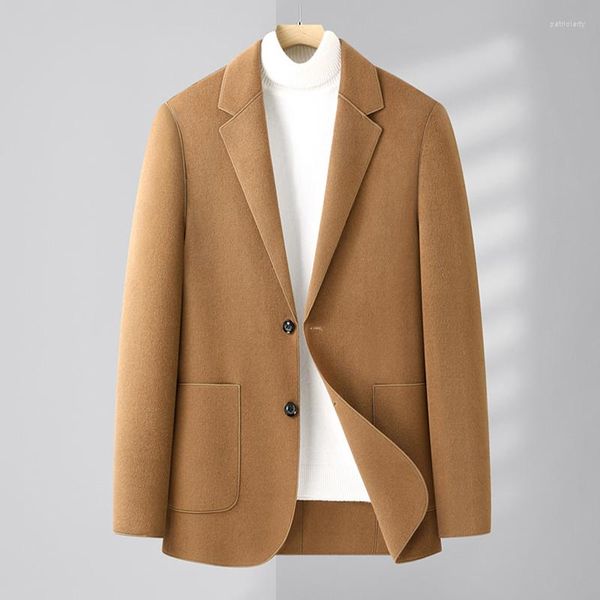 Herrenanzüge Herbst Wollanzug Reiner handgenähter doppelseitiger hochwertiger Mantel Herrenblazer Slim Fit Kleidung