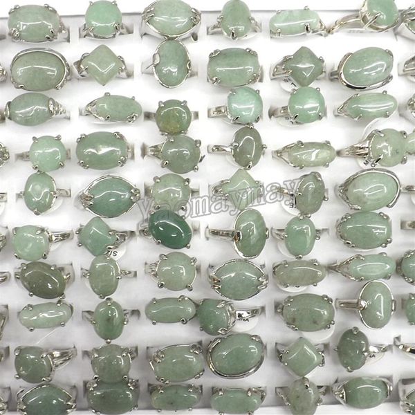 Anéis inteiros de jade verde natural 50 peças joias da moda anéis masculinos 2365