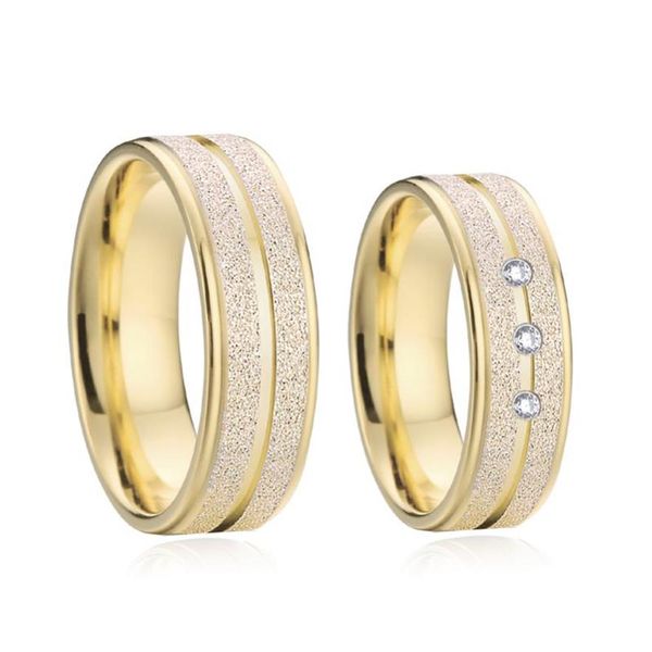 Cluster-Ringe 1 Paar Love Alliance Eheringe Sets für Frauen Männer 18 Karat Gold Schmirgel vergoldet Titan Schmuck Ring Paare Anniversar270P