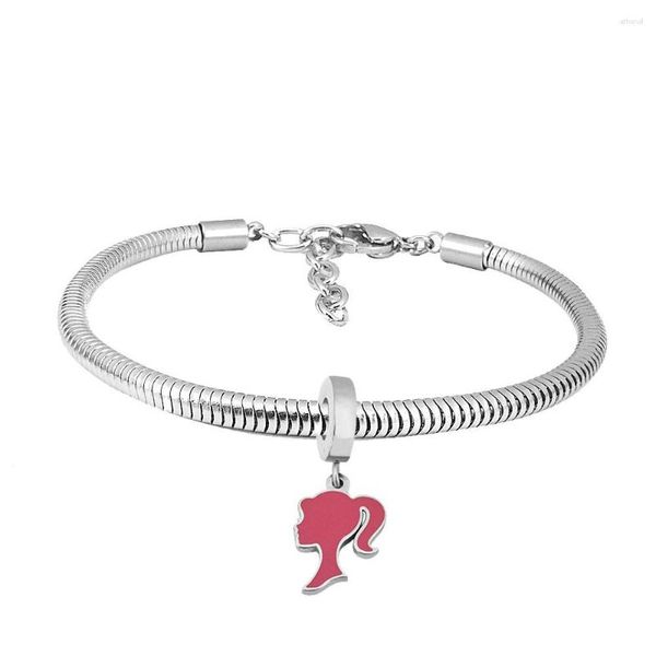 Braccialetti con ciondoli Bracciale in acciaio inossidabile 316 per donna Ciondolo Barbieer Gioielli da polso antiruggine Regalo per feste