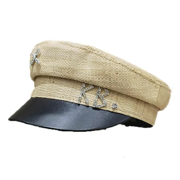 Sboy Hats Women Strohmütze Fiddler Flat Military Style PU Leder Rand Sun Hat Fashion Derby junges Mädchen 230928