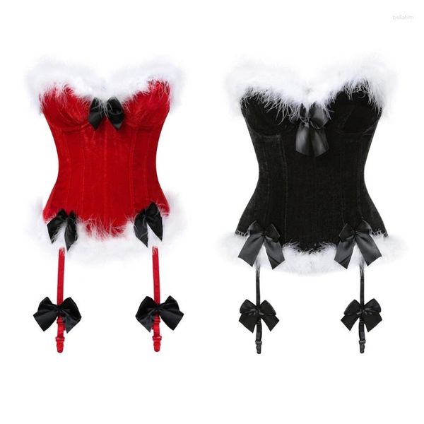 Cintos Natal Lingeries para Mulheres Santa Traje Sexy Bustier Corset Top Bodysuit Garter Performances Roupas