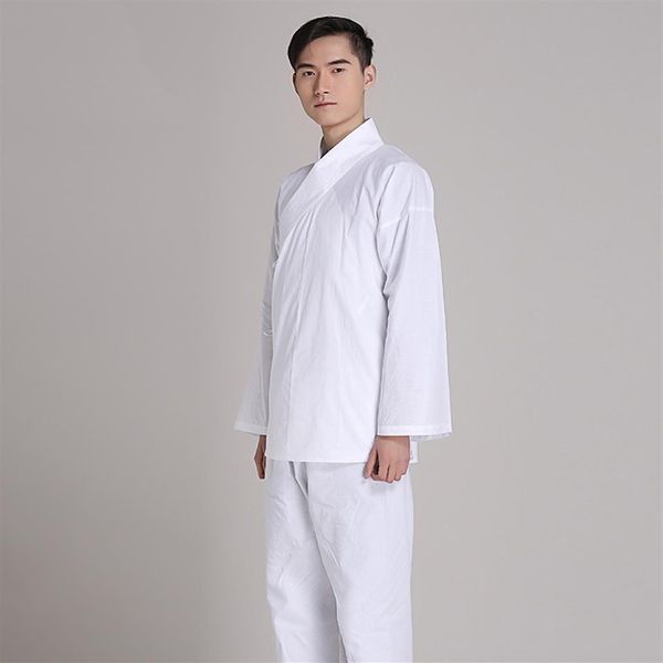 Unisex Bequeme Pyjamas Hanfu 100 % Baumwolle Kleidung Nachtwäsche zu Hause Trikot Chinesischer alter weißer Pyjama Übungstrikots In 236x