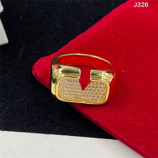 Anéis de banda de carta de casal vintage amplo selo de aço anel de platina masculino feminino anéis de ouro rosa presente de dia dos namorados com box294e