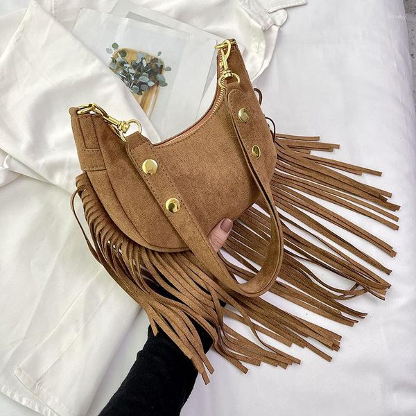 Bolsas de noite Tassel Hobo Ombro Franjas Bolsas Crossbody para Mulheres Vintage Couro Mulheres Franja Bolsas e