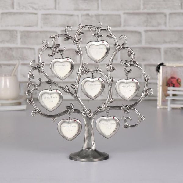 Quadros Family Tree Frame Metal Home Decor Table Setting DIY Po Coração Forma Presente de Aniversário de Casamento para Pais Estilo Nórdico