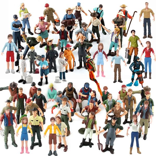 Action Toy Figure realistiche Varie statue di agricoltori Rider Workers Diver Figurine Decor Collector Playset Giocattoli educativi per bambini 230928