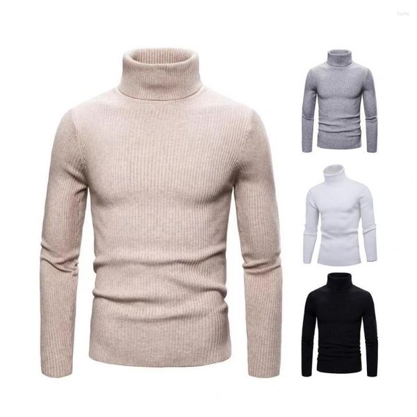 Erkek Sweaters Vücut Eğrisi Süveter Şık Örgü İnce Uygun Kaput Kaput Kazaklığı Sonbahar/Kış için Düz Renk Uzun Kollu Şeritli