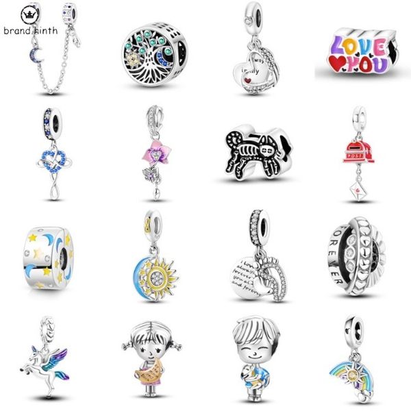 925 Silber für Damen Charms Schmuck Perlen Sonne Mond Stern Fluss Anhänger