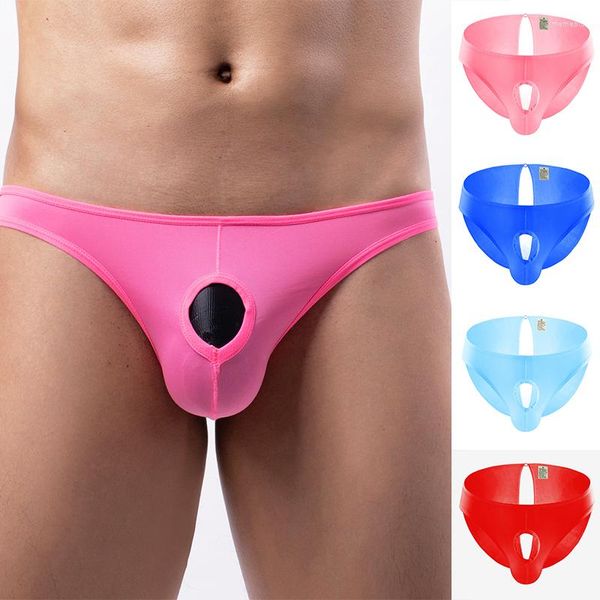 Cuecas gay sexy roupa interior homens briefs jockstrap gelo seda respirável homem erótico secagem rápida lingerie masculina