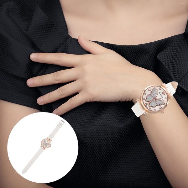 Наручные часы Портативные женские часы с бабочками Женские минималистичные декоративные часы с бабочками на запястье