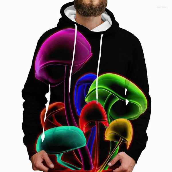 Hoodies masculinos cogumelos coloridos tie dye chama 3d impresso moletom com capuz masculino feminino oversized y2k hoodie crianças pullovers roupas