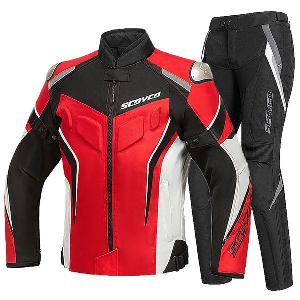 Jaquetas masculinas Scoyco Jaqueta de motocicleta Homem Jaqueta de equitação Verão Moto Jaqueta Calças Conjunto Motocross Chaqueta Terno Equipamento de proteção 230928