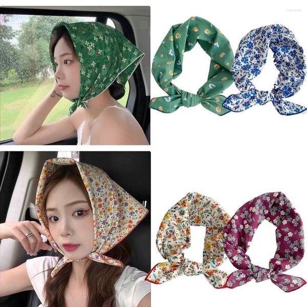 Schals Baumwolle Leinen Blumendruck Bandanas Quadratischer Schal Kleiner Schal Halstuch Stirnband Für Frauen Mädchen Sonnenschutz Kopftuch Hijabs