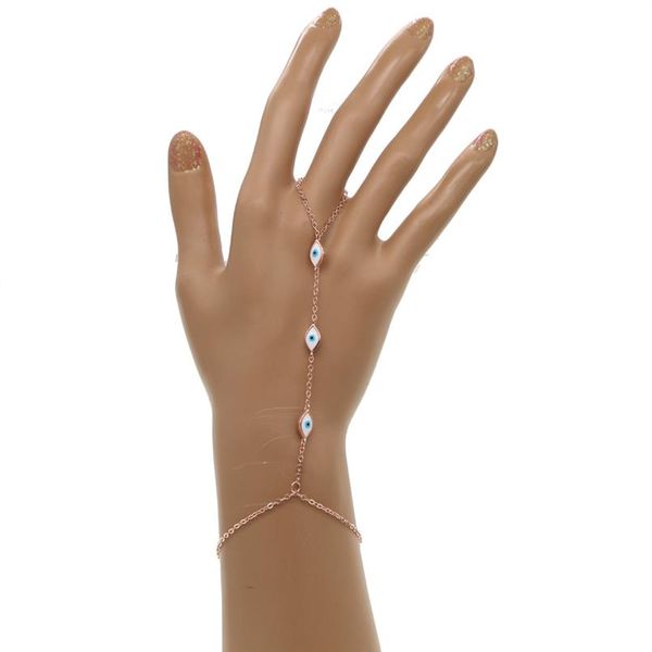 18k goud zilver roséverguld 3 kleuren wit emaille schattig boze oog schakelketting mode-sieraden handarmband slaafarmband met r231N