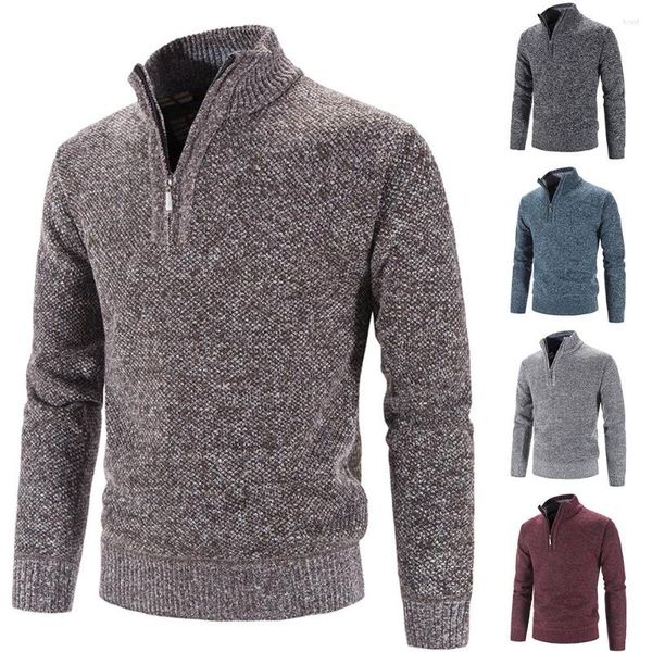 Suéter masculino de malha quente, suéter grosso de tartaruga, pulôver de malha, inverno, manga comprida, slim, casual, confortável e macio
