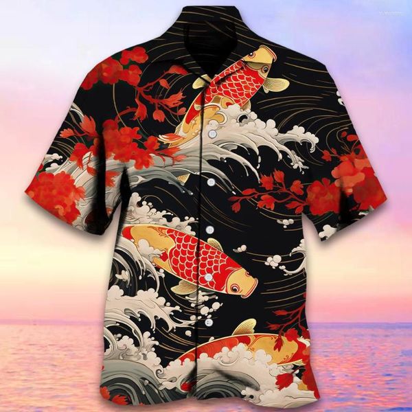 Männer Casual Hemden 3D Tier Gedruckt Sommer Mode Hawaiian Strand Männer Hemd Y2k Persönlichkeiten Kurzen Ärmeln Top Revers Frauen kleidung