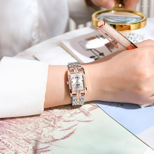 Armbanduhren Mode Frau Uhr Edelstahl Armband Kreative Einzigartige Rechteck Für Damen Qualität Armbanduhr Elegant