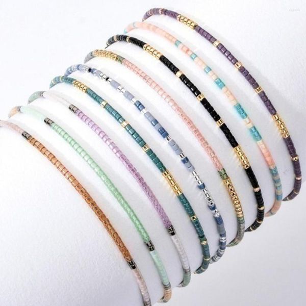 Strang Trendy Boho Glas Armbänder Frauen Böhmen Farbe Maser Handgemachte Einstellbare String Armreifen Schmuck Für Mädchen