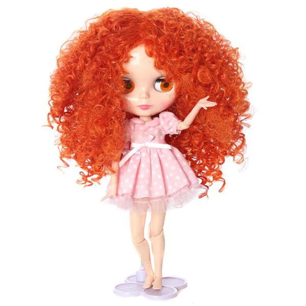 Bebekler Aidolla Blyth Wig Turuncu Uzun Kıvırcık Saç Küçük Rulo Yüksek Sıcaklık Elyaf Bebek Aksesuarları DIY BJD 230928