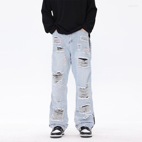 Jeans masculinos High Street Fashion Marca Retro Angustiado Hip Hop Calças Soltas Outono e Inverno Estilo