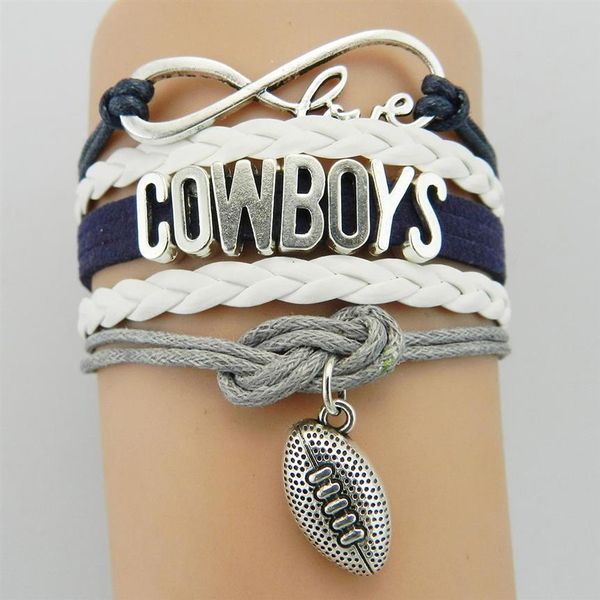 Mehrschichtiges geflochtenes Armband mit Buchstaben „Cowboys“ und Infinity-Fußballmannschaft, Sportarmreif, neu, 215 Stück