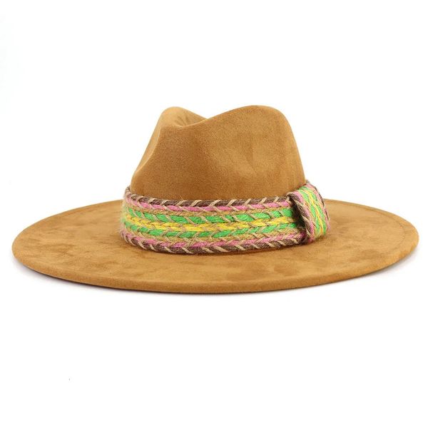 Шляпы с широкими полями, замшевая зимняя шапка-ведро с большим карнизом, мужская и женская джазовая бархатная шляпа 10 см, темно-фиолетовая 230928