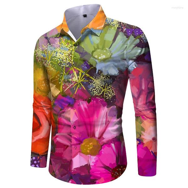 Erkekler Elbise Gömlek Kapu Takım Gömlek Çiçek Uzun Kollu Gündelik Açık Sokak Lüks HD Desen Yumuşak Artı Beden 2023