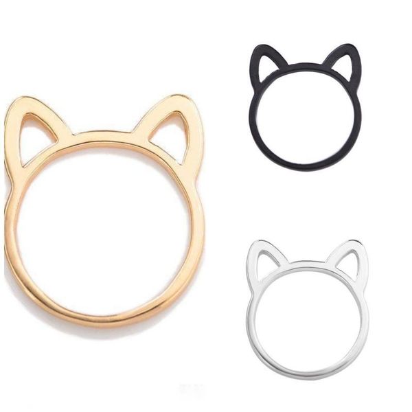 Anel de banda de orelhas de gato fofo anéis de orelha de animal para mulheres meninas joias da moda