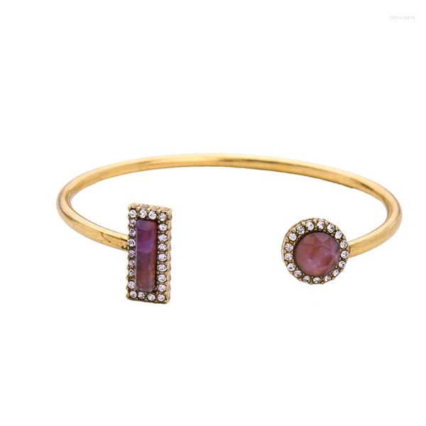 Bracciale Prezzo all'ingrosso Braccialetti con apertura rettangolare e rotonda viola per le donne Accessori Bijoux Braccialetti di amicizia di moda Braccialetti