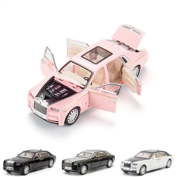 Modello pressofuso 1/32 Rolls Royce Phantom Toy Car Miniatura di lusso Super Pull Back Sound Light Porte apribili Collezione Regalo Kid 230928