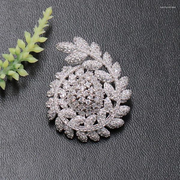 Broşlar lanyika moda mücevher panikik spiral çiçek broş kolye ikili kullanım için günlük mikro asfalt zirkon hediyeleri