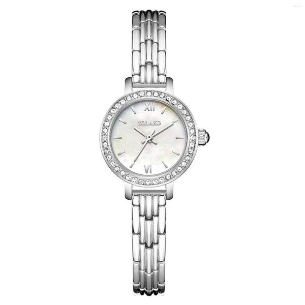 Armbanduhren Uhr für Frauen Kreativer gestreifter Quarz-Lederkalender mit Diamantarmband Dro Reloj Para Mujer