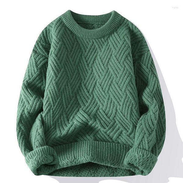 Erkek Sweaters Yüksek kaliteli modaya uygun O boyun yakalı süveter erkekler ince gündelik sonbahar kış kalınlaşmış sıcak dipler/dış giyim