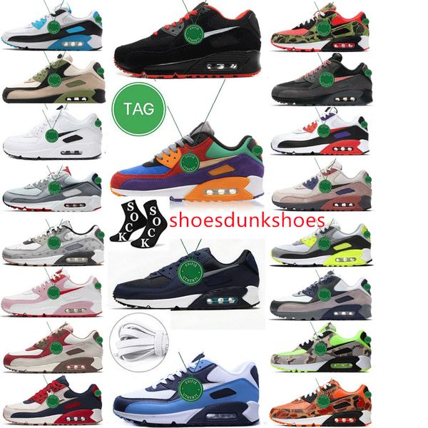 2024 Triplo Branco Mens 90 Sapatos Esportivos Preto Vermelho Runner Lobo Cinza Polka Dot Infravermelho Maxes 90s Ao Ar Livre Total Laser Azul Hyper Uva Airs Trainer Sneakers Tamanho 36-47